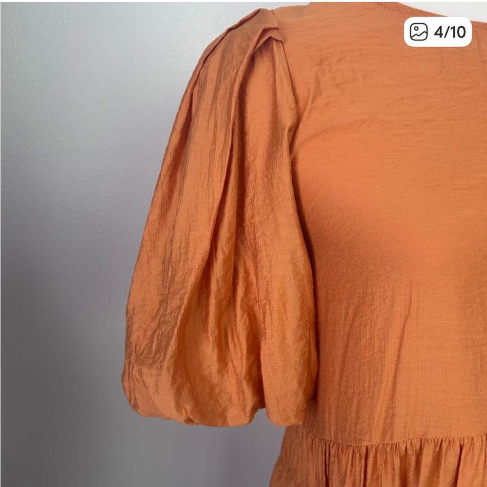 Moon River Puff Sleeve Mini Bubble Dress - Picture 4 of 6